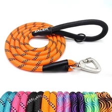 Rope Dog Leash 4/5/6/10/15/20/30/50 Foot Reflective Leashes with Carabiner He...