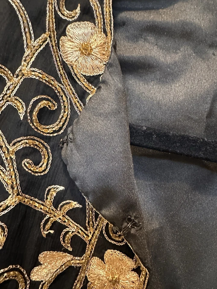 Laurence Kazar Vintage Silk Embroidered Bolero Jacket Formal 80s Shoulder Pads - Image 3 of 4