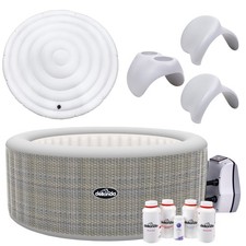 Image of Inflatable Hot Tub Spa with Starter Kit & Smart Pump, 4-6 Person - Rattan Effect