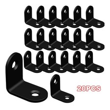 20 PCs Small L Brackets 20x20mm Stainless Steel Corner Braces With Screws Black