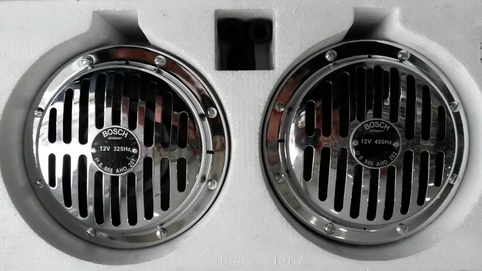 Mercedes Benz 190SL W121 170 W136 300 W186 Nuevo Bosch Bocina Set Cromo Original - Image 2 of 2