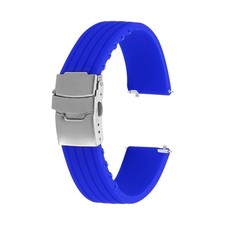 Silicone Watch Bands 20mm Soft Watch Bands with Silver Snap Buckle, Light Blue