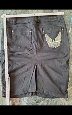 Denim skirt black, mini skirt, summer skirt, women's skirt, QS by Oliver, size 36 S M 