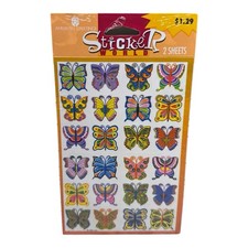 American Greetings Sticker World Colorful Butterfly Stickers 2 Sheets Sealed