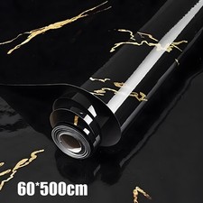 Black Marble Self Adhesive Wrap Film Kitchen Worktop Covering Cupboard Sticker