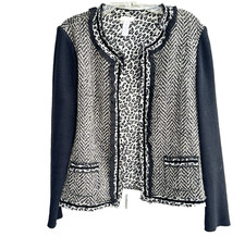 Jacket Blazer Chicos Mixed Media Animal Print Tweed Herringbone Lined
