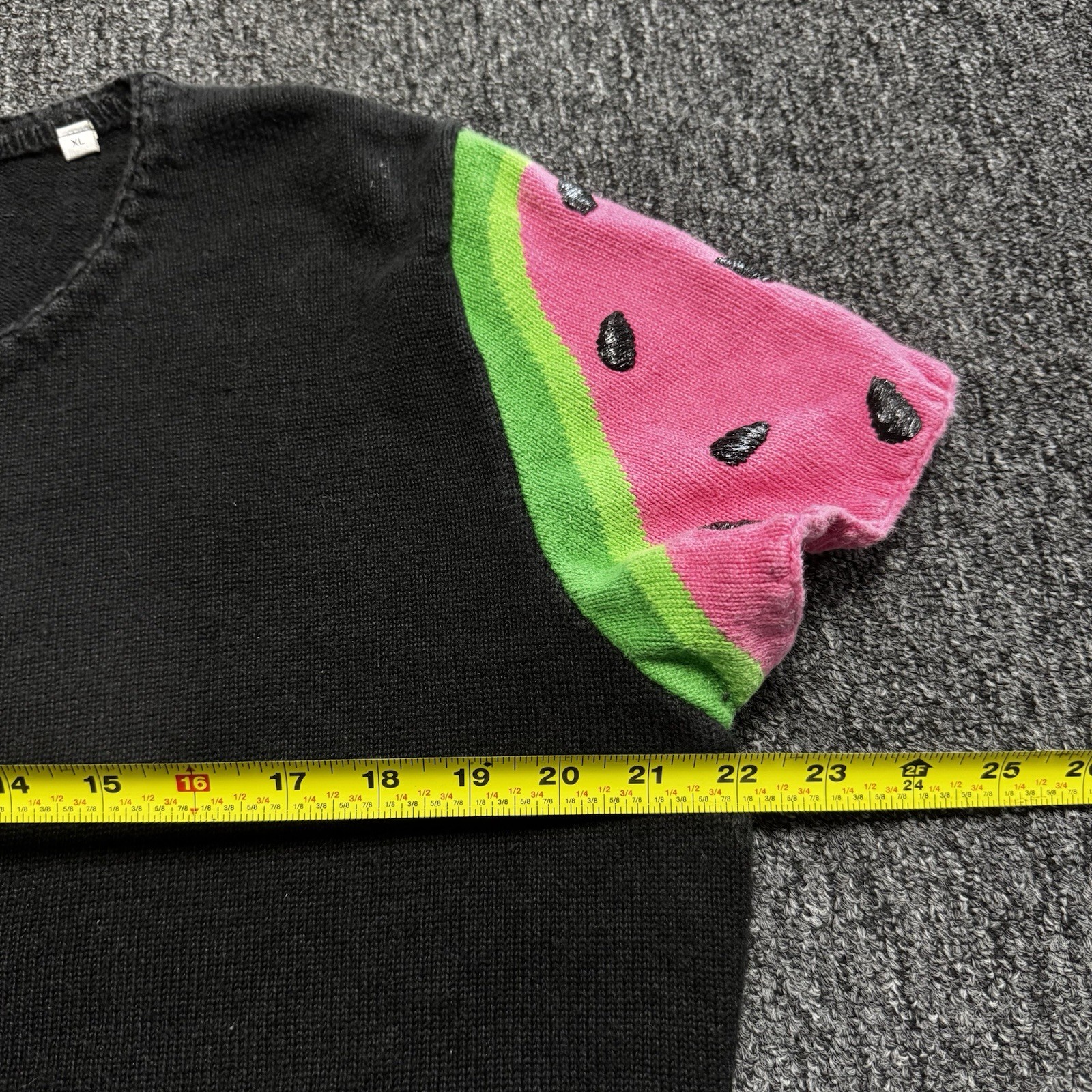 Women’s RARE Vintage Michael Simon Watermelon Black Knit Cardigan Sweater Sz XL image 3