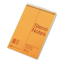 National Standard Spiral Steno Pad, Gregg Rule, Brown Cover, 80 Eye-Ease Gree...