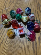 Vintage Lot Of 14 Assorted Glass Shiny Brite Christmas Ornaments Multi Color Sm