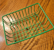 Vintage Green Plastic Toy Dishrack 1960's Children Play Washing Dishes 5 x 7"