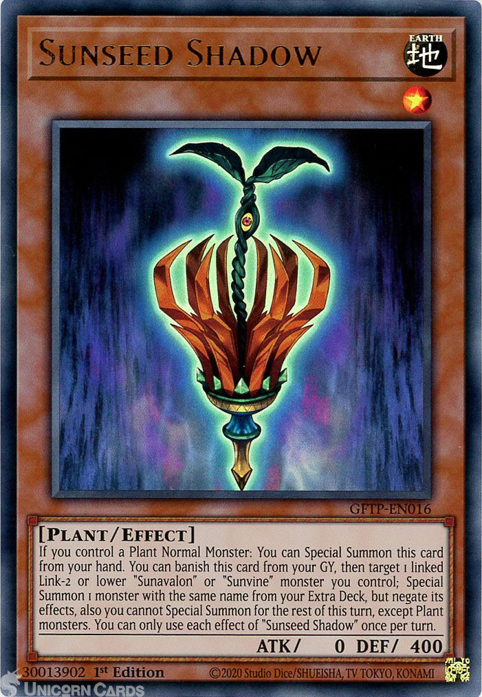 GFTP-EN016 Sunseed Shadow Ultra Rare 1st Edition Mint YuGiOh Card