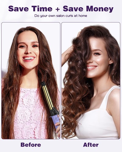 Rotating Curling Iron, 1inch Automatic Curling Iron, Rapid Heating Self Purple - Picture 3 of 9