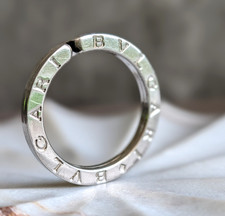 BVLGARI Logo Keyring Key Holder Sterling Silver 925 Round Ring 11g