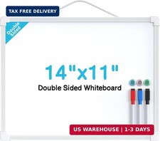 MaxGear Small Dry Erase Board, 14"x11" Double Sided Hanging Whiteboard for Wall,