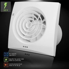 12V Bathroom Extractor Fan 100mm Quiet Shower Vent Safe Low Voltage 4"