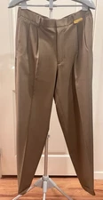 Perry Ellis Portfolio 34x32 Neo-Luxe Pleated Trousers Khaki Brown EUC