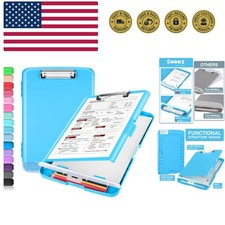 Clipboard with Storage, Clip Board 8.5 x 11 with Pen Holder, Plastic Organiza...