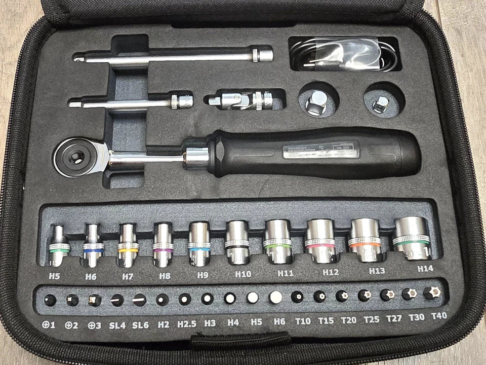 Nuevo trinquete recargable Vessel E-Assist 1/4" con juego de enchufes y brocas #400ER2-1MU Foto 3 de 4