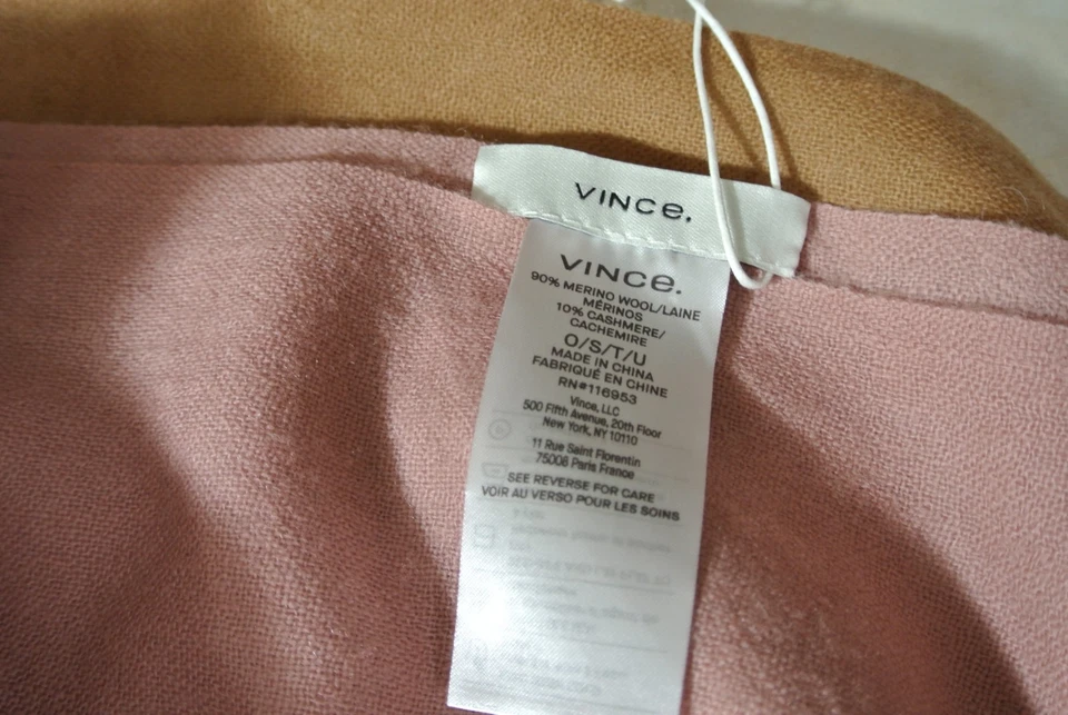 NUEVO, Bufanda Ligera Vince Lana/Cachemira en Rosa y Marrón Ombre O/S #SC80 Foto 3 de 4