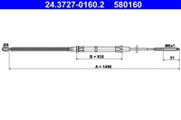 Ate Bremsseil Seilzug Feststellbremse 24.3727-0160.2 FüR Vw Golf Vento 1H2 1E7 3