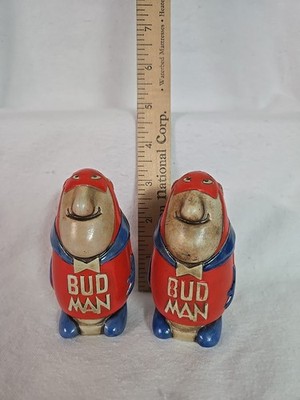 Vintage Original 1975 Budweiser BUD MAN Salt & Pepper Shakers