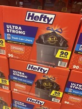 Hefty Ultra Strong Drawstring Trash Can Liners 33 Gal 90 Pack Heavy Duty Black