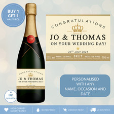 Personalised Champagne Label Wedding Engagement Anniversary Any Name Occasion
