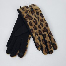 Brown cheetah print smart gloves NWT animal glam luxe mob wife retro