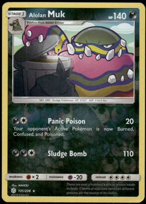 Alolan Muk - Reverse Holo Rare - 131/236 - Cosmic Eclipse - NM/M
