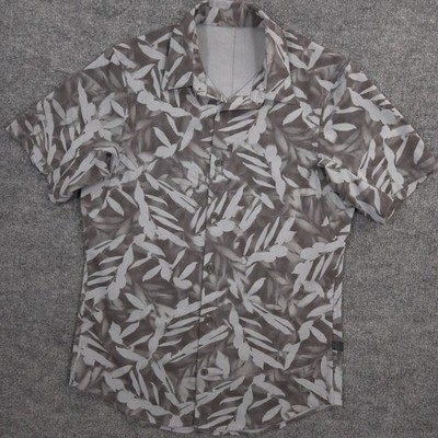 Lululemon Airing Easy Shirt Mens S Gray Spray Leaf MAX Rhino Print Performance