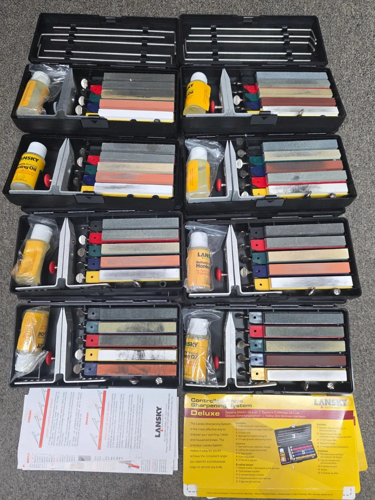 LOT (8) USED Lansky Deluxe 5-Stone Precision Knife Sharpening System - LKCLX