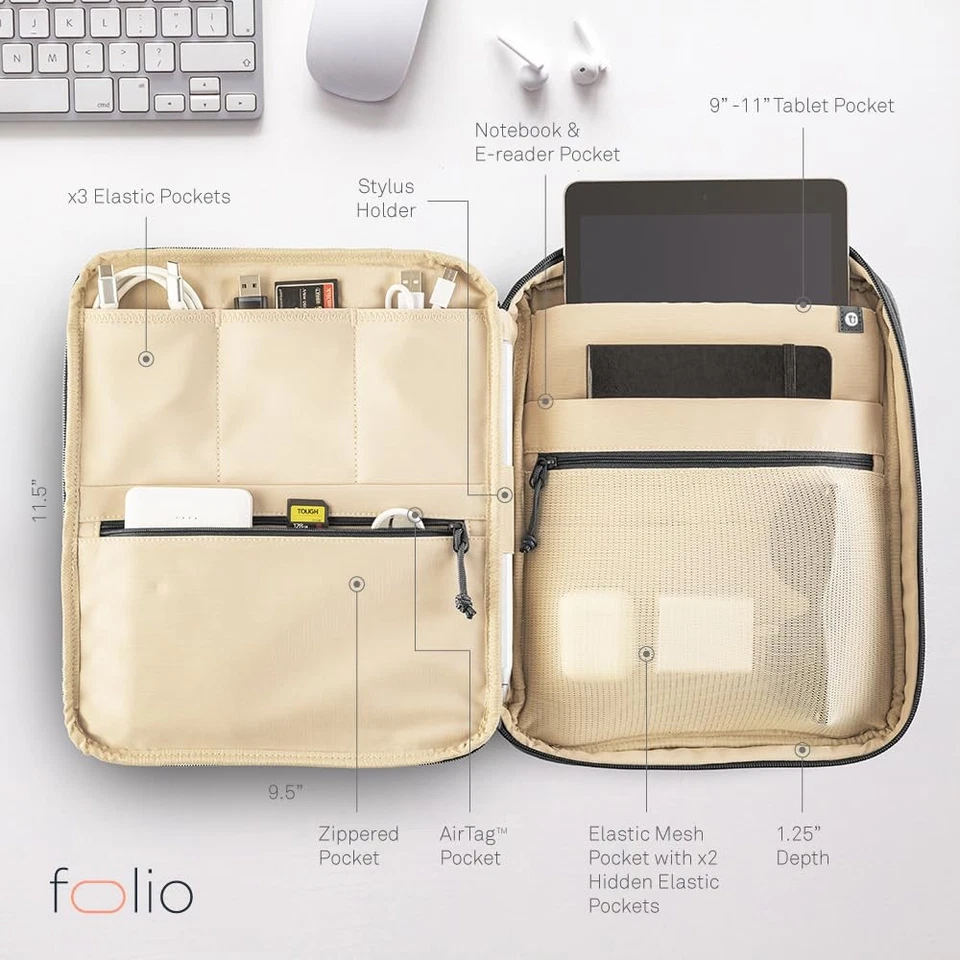 Folio Tablet Pouch Family, Work Travel Cable Organizer and Tech Case for Elec... - Image 3 of 4