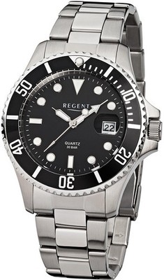 REGENT - Mb F-371, Mineralglas, Edelstahlgehäuse, Herrenuhr