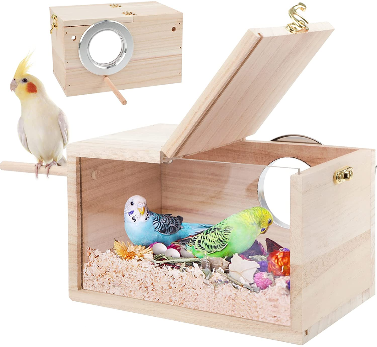 Birds Parakeet DI ダイレクトボックス Parakeet Nesting Box Transparent Design, Thwartwise Bird Nest