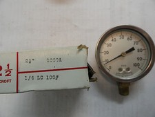 Ashcroft 1009A Stainless Sanitary Pressure Gauge, 2 1/2" Dial, 100 PSI