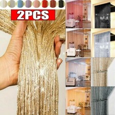 2 PCS Glitter String Door Curtain Bead Room Dividers Beaded Fringe Window Panel