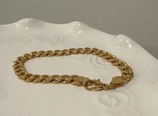 18K Gold Filled Chain Bracelet Cuban Link, Cuban Curb Chain. 7in. 6mm 