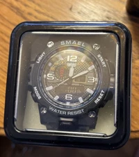 SMAEL Men Sport Watches Analog Quartz Wristwatch Large Dial LED Digital Watch