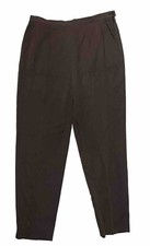 WOMENS ESCADA BROWN WOOL SIDE ZIP-UP Career Casual ANKLE PANTS SIZE 40 Waist 31