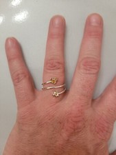 Simulated Citrine Star  Mouse Adjustable Ring In 14K White Gold Plated Sterling