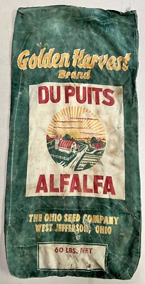 VINTAGE GOLDEN HARVEST DU PUITS ALFALFA SEED CLOTH BAG WEST
