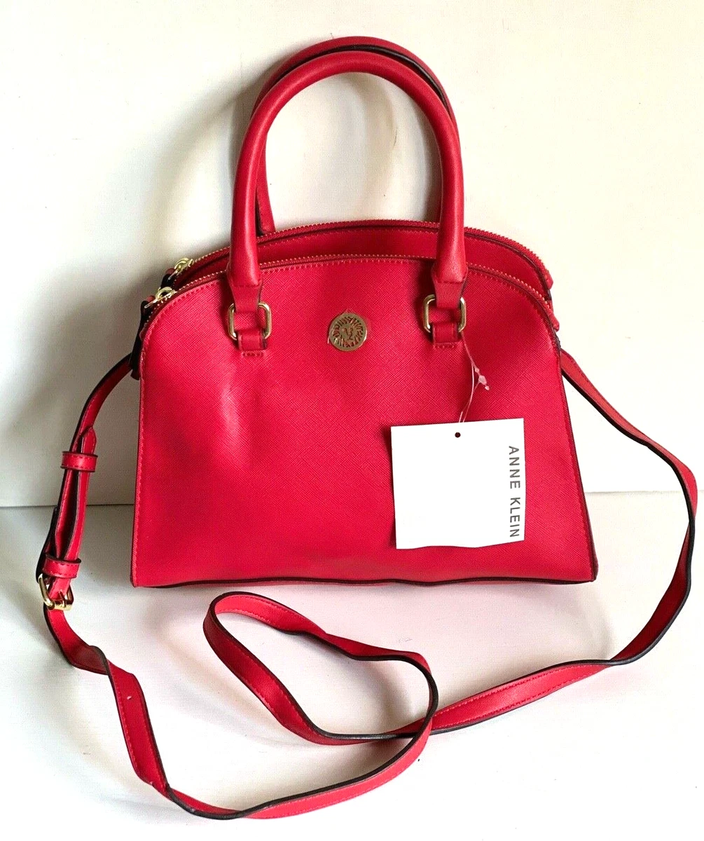 NEW ANNE KLEIN RED DOUBLE ZIP CONVERTIBLE CROSSBODY SLING SATCHEL