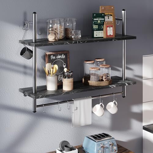 Industrial Pipe Shelf Bathroom Shelves with Towel Bar, 31 inch Floating - Picture 6 of 6