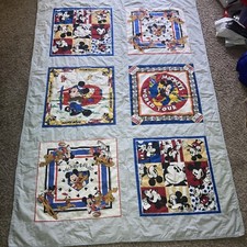 Vintage Disney Baby Blanket Quilt Mickey Comforter Baby Blanket 72x51  RARE