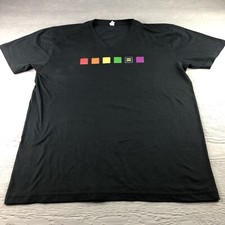 Royal Apparel T Shirt Mens XL USA Made Black V Neck Rainbow Colors