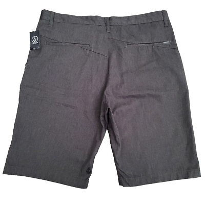Volcom Shorts Mens 38 Charcoal Flat Front Chino Vmonty Slash