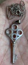 925 Boma Sterling Silver Skeleton Key Pendant w/Box Chain Necklace 4.11 Gr EUC!