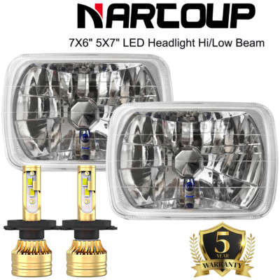 Black 5x7'' 7X6'' Led Headlight DRL Headlamp Fit Mazda B2200 B2600 RX-7 Pair