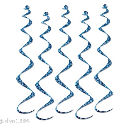 PACK 5 CHRISTMAS SNOWFLAKE SWIRLS FROZEN PARTY HANGING DECORATIONS SNOWFLAKES 