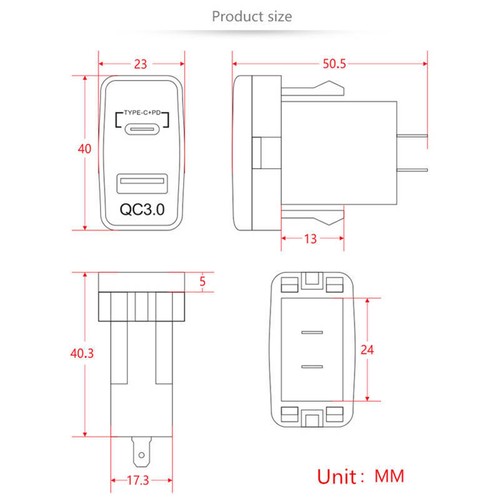 Car Type-C USB Charger Adapter Voltmeter For Toyota For 4Runner For Tundra RAV4 - Picture 2 of 8